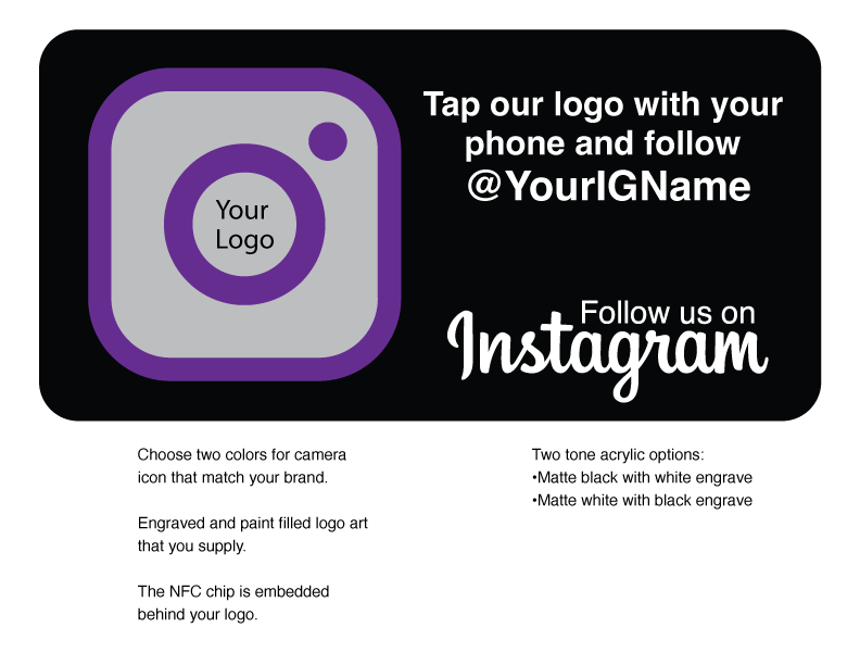 Custom wall "Tap and Follow" Instagram Sign